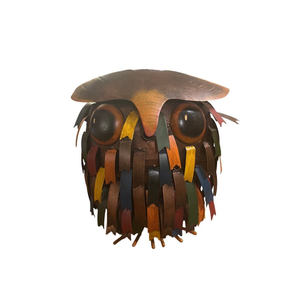 NWT Blue Handworks Metal Spikey Owl Watering Can Artisan Decor Sculpture Figure